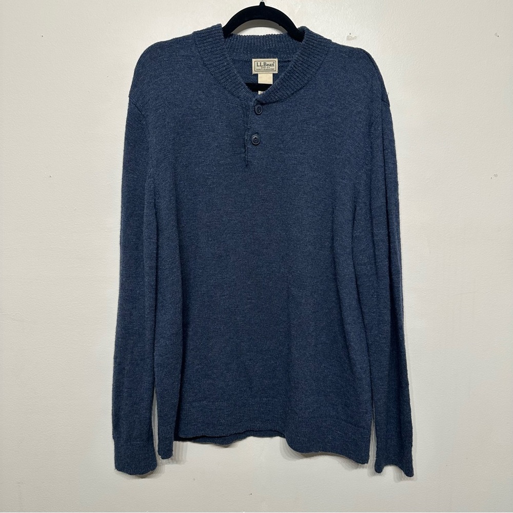 L.L. Bean 100% Merino Wool Henley Sweater XL